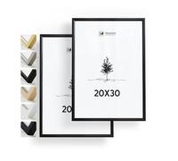 Heimlich® - Cornice per foto - 20x30 cm, alluminio, nero, confezione da 2 - Cornici per certificati di piccole dimensioni con copertura in foglio di plastica - Montaggio a parete o da tavolo