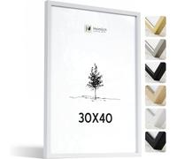 Heimlich® - Cornice per foto - 30x40 cm, Legno di ayous, Bianco - Cornice per diploma di grandi dimensioni con copertura in foglio di plastica - Solo espositore da parete