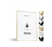 Heimlich® - Cornice per foto - 30x45 cm, Alluminio Metallo, Oro - Piccola cornice per poster con copertura in foglio di plastica - Solo espositore da parete