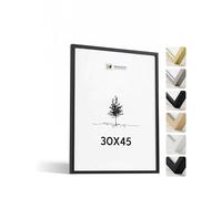 Heimlich® - Cornice per foto - 30x45 cm, legno di ayous, nero - Piccola cornice per poster con copertura in foglio di plastica - Solo espositore da parete