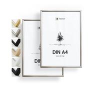 Heimlich® - Cornice per foto - A4 21x30 cm, Alluminio, Argento, Confezione da 2 - Cornici per certificati di documenti e diplomi con copertura in foglio di plastica - Montaggio a parete o da tavolo
