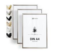 Heimlich® - Cornice per foto - A4 21x30 cm, Alluminio, Argento, Confezione da 3 - Cornici per certificati e diplomi con copertura in foglio di plastica - Montaggio a parete o da tavolo