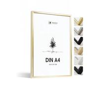 Heimlich® - Cornice per foto - A4 21x30 cm, Alluminio Metallo, Oro - Cornice per certificato di diploma con copertura in foglio di plastica - Montaggio a parete o esposizione da tavolo