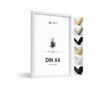 Heimlich® - Cornice per foto - A4 21x30 cm, Legno di Ayous, Bianco - Cornice per certificato di documento con copertura in foglio di plastica - Montaggio a parete o esposizione da tavolo