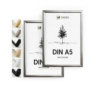 Heimlich® - Cornice per foto - A5 14,8x21 cm, Alluminio, Argento, Confezione da 2 - Cornici per collage di poster di diplomi con copertura in foglio di plastica - Montaggio a parete o da tavolo