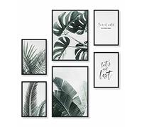 Heimlich - Set di poster - 2 di A3 / 30x42 cm + 4 di A4 / 21x30 cm - Poster Premium - Stampe senza cornice - Stile moderno - Palms & Monstera