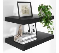 Heimlove Set di 2 mensole sospese profonde da parete, 61 x 30 cm, con staffe invisibili, mensole portaoggetti da appendere per decorazione da parete in bagno, camera da letto, WC, cucina, soggiorno,