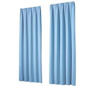 heimtexland®, 1 coppia di tende oscuranti termiche, con nastro per arricciare la tenda, modello 139, Poliestere, Azzurro, HxB 175x135 cm