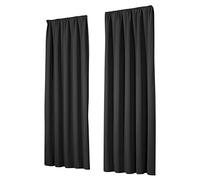 heimtexland®, 1 coppia di tende oscuranti termiche, con nastro per arricciare la tenda, modello 139, Poliestere, Nero , AxL 245 x 135 cm