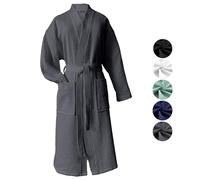 heimtexland ® Accappatoio a nido d'ape da viaggio, 100% cotone, Oekotex, ad asciugatura rapida, delicato sulla pelle, per uomo e donna tipo 881, antracite., M