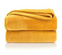 heimtexland Coperta morbida in flanella, calda Oekotex, coperta per divano, coperta in pile super morbida, XL, 150 x 200 cm, tipo 380, giallo zafferano