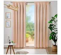 heimtexland ® Tenda 100% cotone lino, struttura opaca, lunga, 280 x 140 cm, tenda decorativa con nastro arricciato e coulisse, colore rosa tip692