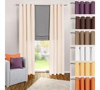 heimtexland ® Tenda con Occhielli, in Panna, a Tinta Unita, Opaca ma traslucida, 245 x 140 cm - Tenda Decorativa in Microfibra con Bellissimo Caso Leggero - Tenda Beige Typ117