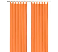 heimtexland® tenda decorativa, con passanti e nastro arricciato, tinta unita, color arancione, 175 x 140 cm (altezza x larghezza), oscurante ma lascia passare la luce, colore naturale opaco, con bella caduta leggera, tessuto Ökotex, tipo 117