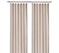 heimtexland® tenda decorativa, con passanti e nastro arricciato, tinta unita, color crema, 175 x 140 cm (altezza x larghezza), oscurante ma lascia passare la luce, colore beige naturale opaco, con bella caduta leggera, tessuto Ökotex, tipo 117