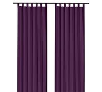 heimtexland® tenda decorativa, con passanti e nastro arricciato, tinta unita, color viola, 245 x 140 cm (altezza x larghezza), oscurante ma lascia passare la luce, colore naturale opaco, con bella caduta leggera, tessuto Ökotex, tipo 117