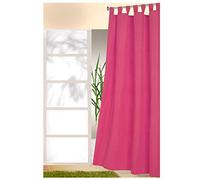 heimtexland® tenda decorativa con passanti e nastro arricciato, tinta unita, oscurante ma lascia passare la luce, tessuto Ökotex, 245 x 140 cm (altezza x larghezza), tipo 117, colore fucsia