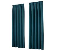heimtexland Tende oscuranti termiche, set da 2 pezzi, con nastro arricciato, isolante, protezione dal freddo, protezione dal sole, tipo 139, colore verde smeraldo, altezza x larghezza 145 x 135 cm