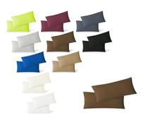 heimtextil - Federa per cuscino in jersey, set risparmio con chiusura lampo, alta qualità, Cotone, marrone cioccolato, 40 x 60 cm