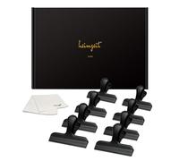 heimzeit 8 Pezzi Clips Chiudi Sacchetti in Acciaio Inossidabile en Nero | Clips per Alimenti, buste e Documenti, 77 x 20 x 30 mm, Morsetti Colorati, Forte Forza Elastica