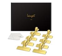 heimzeit 8 Pezzi Clips Chiudi Sacchetti in Acciaio Inossidabile en Oro | Clips per Alimenti, buste e Documenti, 77 x 20 x 30 mm, Morsetti Colorati, Forte Forza Elastica