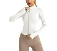 Heinaroman Giacca Sportiva da Donna Giacca Leggera da Corsa Top con Cerniera per Yoga Giacca Sportiva Traspirante Con Fori per Pollici Corsa Yoga Palestra.