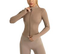 Heinaroman Giacca Sportiva da Donna Giacca Leggera da Corsa Top con Cerniera per Yoga Giacca Sportiva Traspirante Con Fori per Pollici Corsa Yoga Palestra.