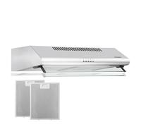 HEINNER XCH-450S Cappa aspirante Piano di lavoro 60cm, Cappa Cucina Scarico e Riciclaggio 347,4 m³/h, Doppio Motore, Acciaio inossidabile, Argento