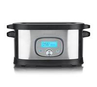 HEINRICHS - Cuocitore Sous-Vide Per Cottura Precisa e Sana, Controllo Elettronico Della Temperatura 45°C-90°C, Schermo LCD, Acciaio Inossidabile Spazzolato, Nero, 1°C Per Passo