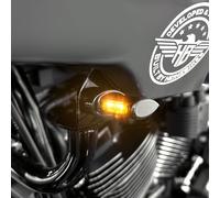 HeinzBikes, indicatori di direzione anteriori ST Micro. Anodizzati neri 22-24...