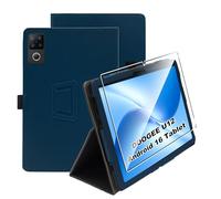 Heioloo Custodia per DOOGEE U12 Android 16 Tablet 2025 Cover in Pelle Case, + [1 Pezzi] Vetro Temperato Pellicola Protettiva [Auto Svegliati/Sonno][Supporto Funzione ] [Anti-Scratch] Blu