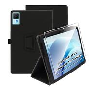 Heioloo Custodia per DOOGEE U13 Android 16 Tablet 13" Cover in Pelle Case, + [1 Pezzi] Vetro Temperato Pellicola Protettiva [Auto Svegliati/Sonno][Supporto Funzione ] [Anti-Scratch]-Nero