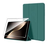 Heioloo Custodia per Honor Magic Pad 3 13.3" 2025 Cover in Pelle Case, + [1 Pezzi] Vetro Temperato Pellicola Protettiva [Auto Svegliati/Sonno][Supporto Funzione ] [Anti-Scratch] Verde