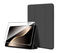 Heioloo Custodia per Honor Magic Pad 3 13.3" 2025 Cover in Pelle Case, + [1 Pezzi] Vetro Temperato Pellicola Protettiva [Auto Svegliati/Sonno][Supporto Funzione ] [Anti-Scratch] Nero