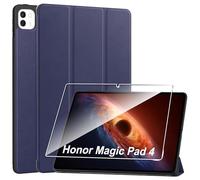 Heioloo Custodia per Honor Magic Pad 4 12.3" Cover in Pelle Case, + [1 Pezzi] Vetro Temperato Pellicola Protettiva [Auto Svegliati/Sonno][Supporto Funzione ] [Anti-Scratch] Blu