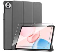 Heioloo Custodia per Honor Pad 10 12.1" 2025 Cover in Pelle Case, + [1 Pezzi] Vetro Temperato Pellicola Protettiva [Auto Svegliati/Sonno][Supporto Funzione ] [Anti-Scratch] -Grigio