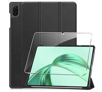 Heioloo Custodia per Honor Pad X8a/X8b 11.0" Cover in Pelle Case, + [1 Pezzi] Vetro Temperato Pellicola Protettiva [Auto Svegliati/Sonno][Supporto Funzione ] [Anti-Scratch] Nero