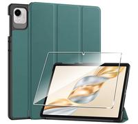 Heioloo Custodia per Honor Pad X9a 11.5" 2025 Cover in Pelle Case, + [1 Pezzi] Vetro Temperato Pellicola Protettiva [Auto Svegliati/Sonno][Supporto Funzione ] [Anti-Scratch] Verde