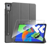 Heioloo Custodia per Lenovo idea Tab Pro 2025 Cover in Pelle Case, + [1 Pezzi] Vetro Temperato Pellicola Protettiva [Auto Svegliati/Sonno][Supporto Funzione ] [Anti-Scratch] Grigio