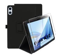 Heioloo Custodia per Odea A12 2025 Cover in Pelle Case, + [1 Pezzi] Vetro Temperato Pellicola Protettiva [Auto Svegliati/Sonno][Supporto Funzione ] [Anti-Scratch] Nero