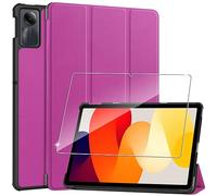 Heioloo Custodia per Redmi Pad SE Cover in Pelle PU Case, + [1 Pezzi] Vetro Temperato Pellicola Protettiva [Auto Svegliati/Sonno] [Ultra Sottile] [Supporto Funzione ] [Anti-Scratch] Viola