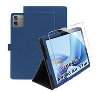 Heioloo Custodia per TECLAST Artpad Air 11" 2025 Cover in Pelle Case, + [1 Pezzi] Vetro Temperato Pellicola Protettiva [Auto Svegliati/Sonno][Supporto Funzione ] [Anti-Scratch] Blu
