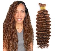 Heiowuio 26 26 Inch Bulk Human Hair For Braiding #30 Light Brown Color Deep Wave Unprocessed Capelli Umani Tissage Brazilianne Real Human Hair 50g/Bundles