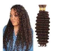 Heiowuio 26 26 Inch Bulk Human Hair For Braiding #4 Chocolate Brown Color Deep Wave Unprocessed Capelli Umani Tissage Brazilianne Real Human Hair 50g/Bundles