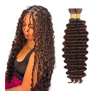 Heiowuio 30 30 Inch Bulk Human Hair For Braiding #4 Chocolate Brown Color Deep Wave Unprocessed Capelli Umani Tissage Brazilianne Real Human Hair 50g/Bundles
