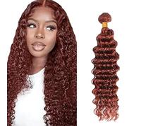 Heiowuio Brazilian Remy Hair Bundles Human Hair Extension #33 Reddish Brown Deep Wave Unprocessed capelli umani Tissage Brazilianne Real Human Hair 100g/Bundles 12 Inch