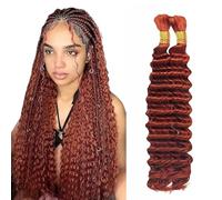 Heiowuio Bulk Human Hair For Braiding #33 Reddish Brown Color Deep Wave Unprocessed Capelli Umani Tissage Brazilianne Real Human Hair 50g/Bundles 18 18 Inch