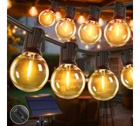 HeiPard Catena luminosa a LED solare per esterni, 10 m, 16 + 1 G40, dimmerabile, 3 modalità, telecomando per esterni, resistente alle intemperie, luce bianca calda, impermeabile, per giardino, balcone