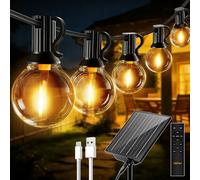 HeiPard Catena luminosa a LED Solare per Esterni, 20m, 35+2 G40, Dimmerabile, 3 Modalità, Telecomando per esterni, Resistente alle Intemperie, Luce Bianca Calda, Impermeabile, per giardino, balcone