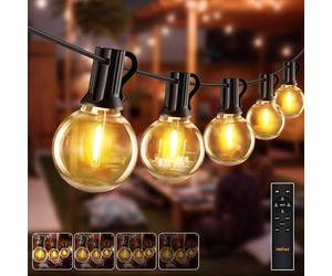 HeiPard Catena Luminosa Esterno 15m, 25 LED Luci da Esterno Giardino Calde Regolabili con Telecomando | 3 Modalità + Timer | Ip45 Impermeabile per Giardino, Natale, Matrimoni
